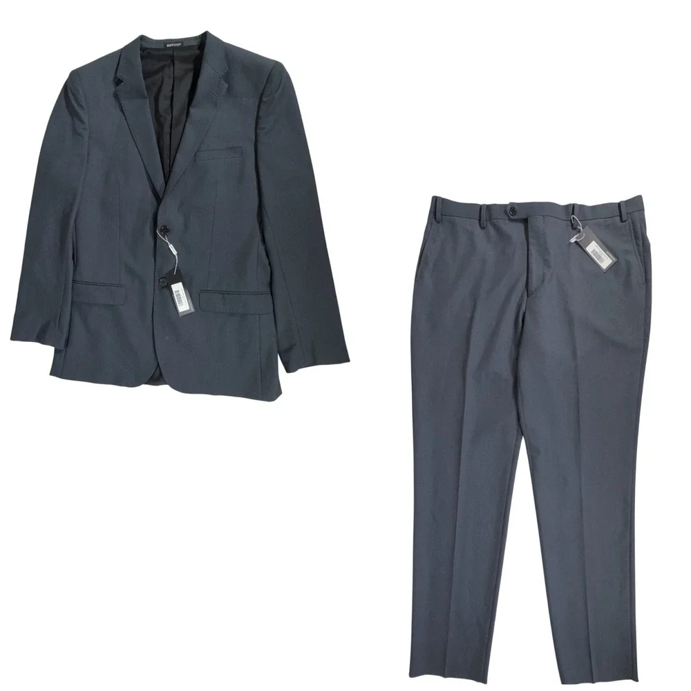 SuitShop 2-Piece Suit Charcoal Gray Stretch Recycled Poly